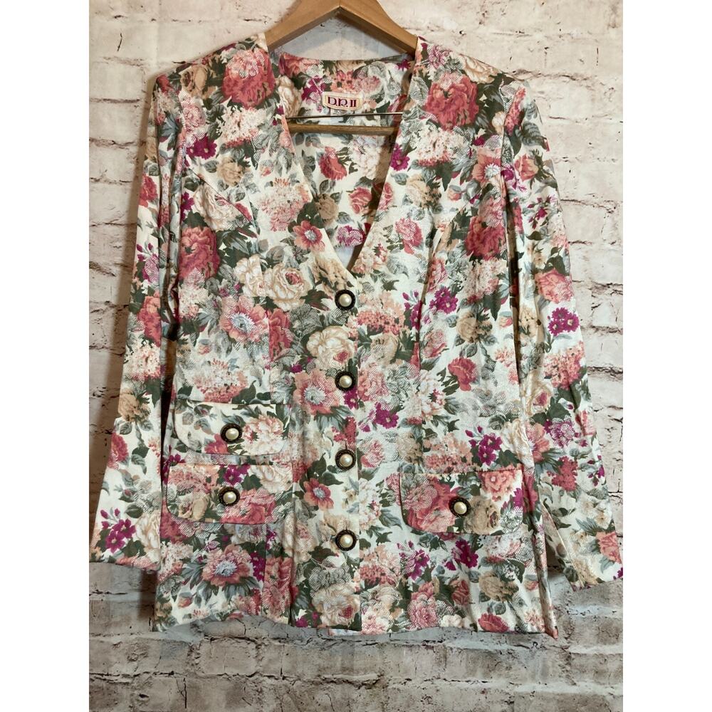 Vintage D.R. II Jacket Womens 16W Blazer Spring Florals Garden‎ Party Roamntic